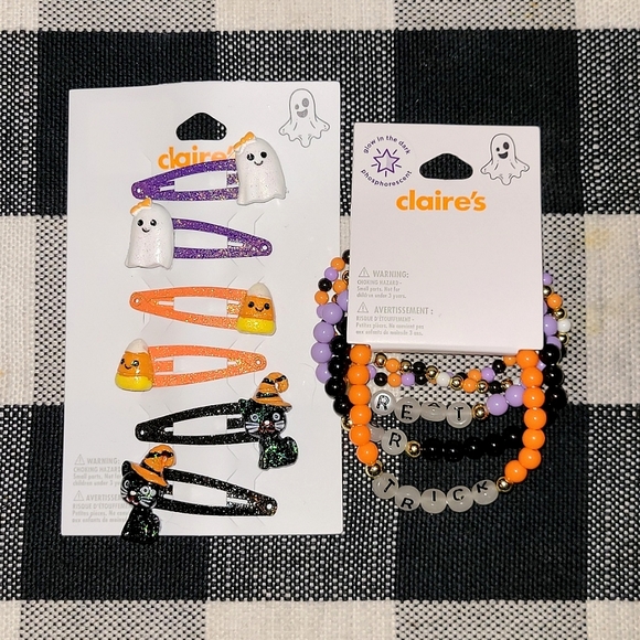 Claire's 2 Piece Halloween Accessories Bundle NWT! GLOW In The DARK! 🖤🧡 - Picture 10 of 11